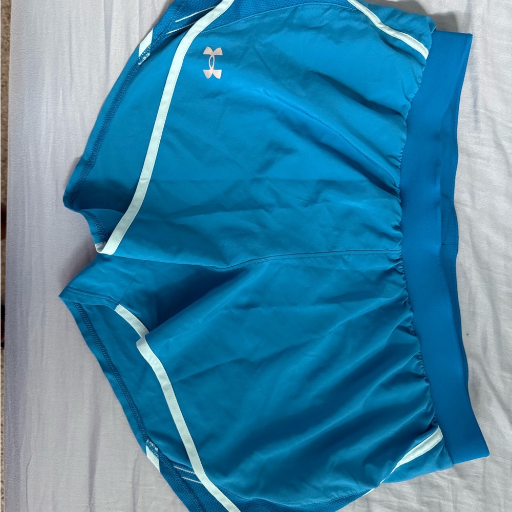Under Armour Teal and White Running Shorts